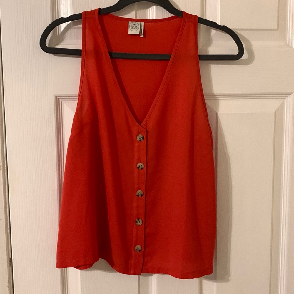 Paper cranes red chiffon tank top